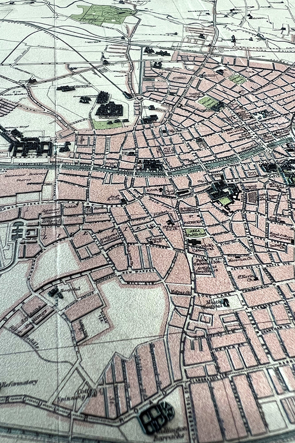 Dettaglio della mappa storica di Dublino
